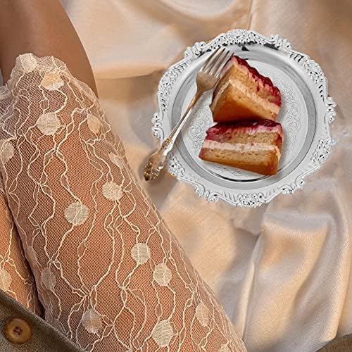 NUOBESTY 1 Set Metal Serving Dish with Storage Rack Snack Platter With Drying Rack Silver Fruit Tray Dinner Plate Tableware Organizer Holder for Home Wedding Party Silver
