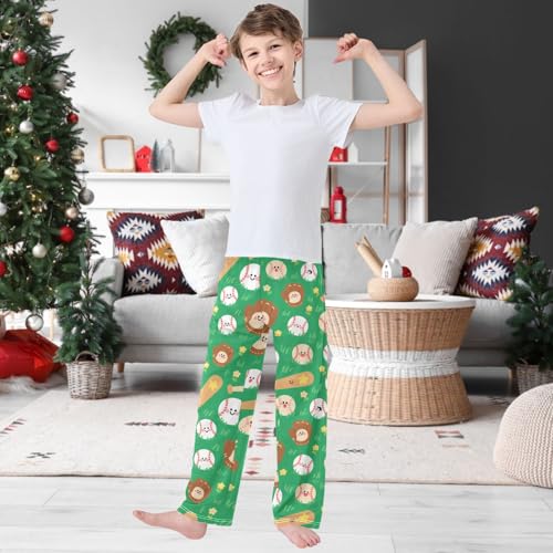 Boy's Pants Cute Baseball Character Jogger Pants Elastic Waist Long Bottoms Trousers with Pockets 6-14 Years2