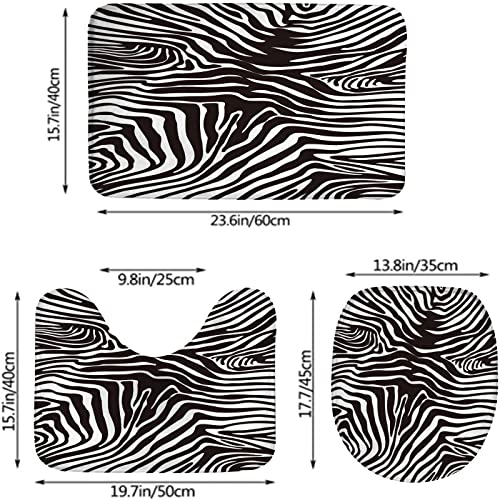 Badezimmerteppich-Set, 3-teilig, stilvolle lebensechte Zebrastreifen, Badematten-Set, WC-Konturmatte, Deckelbezug, rutschfeste Bodenmatten – Bild 3