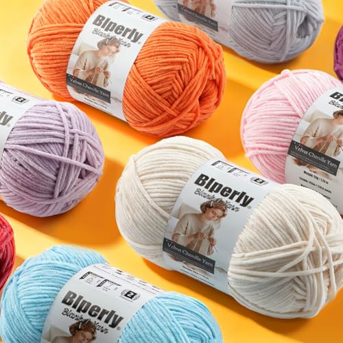 Image of Skinny Chenille Yarn for Crocheting, #2 Brown Thin Baby Blanket Plush Yarn