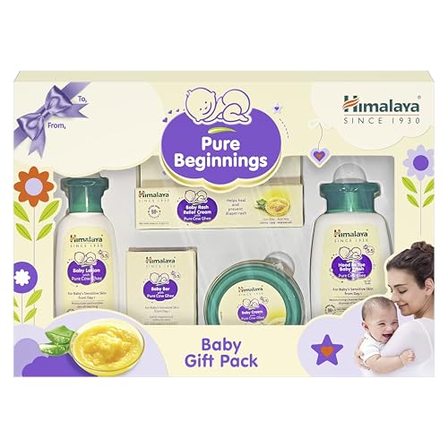 Himalaya Ghee Baby Gift Pack of 5|Moisturizing Skincare Regime|Curated for Gifting|Himalaya Ghee Baby Wash, Bar, Lotion, Cream, Rash Relief Cream|Derm