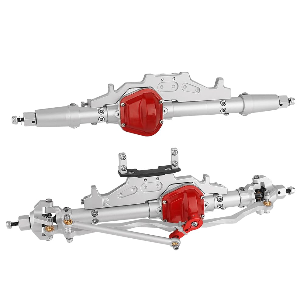 RZXYLRC Complete Metal Front Rear Axle for 1/10 RC Rock Crawler Axial Wraith 90018 90020 90045 RR10 90048 90053 (Silver)
