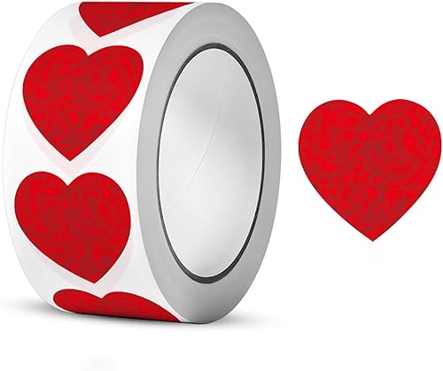500 calcomanías de corazón rojo para el día de San Valentín, etiquetas decorativas de corazón de 1 pulgada, rollo de corazón de amor, autoadhesivas,