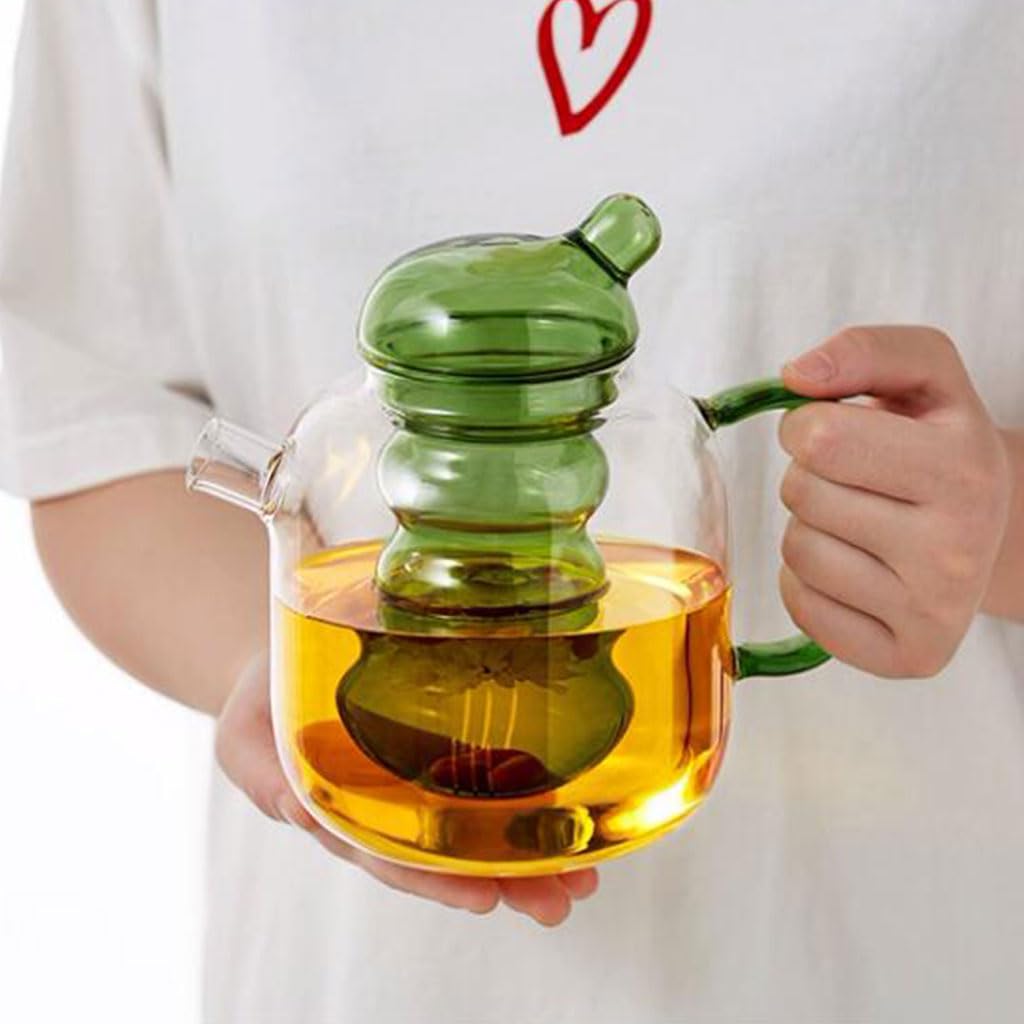 Teekanne mit großem Fassungsvermögen, Glasblumen- und Früchteteekessel, kreativer Teebereiter mit Einsatz, 1300 ml