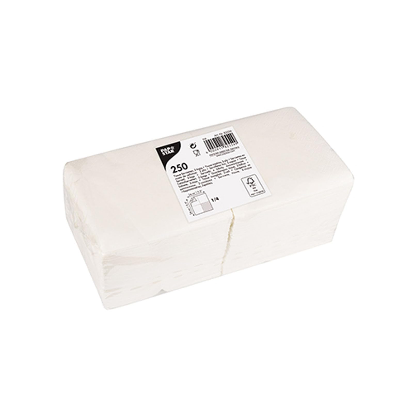 2000 Servietten, 2-lagig 1/4-Falz 25 cm x 25 cm weiss