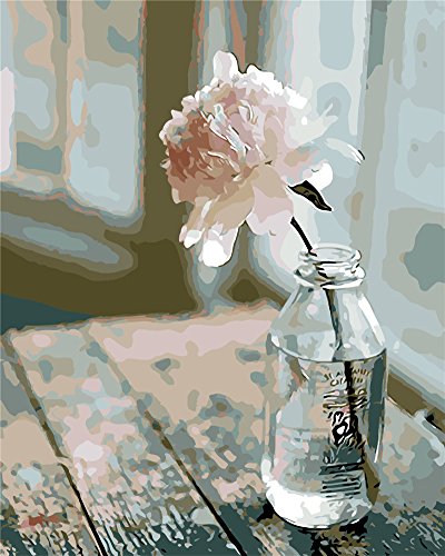 YEESAM ART Peinture Numero Fleur dans la bouteille, Bricolage Peinture par Numero 40x50 cm Acrylique Decoration Murale Cover