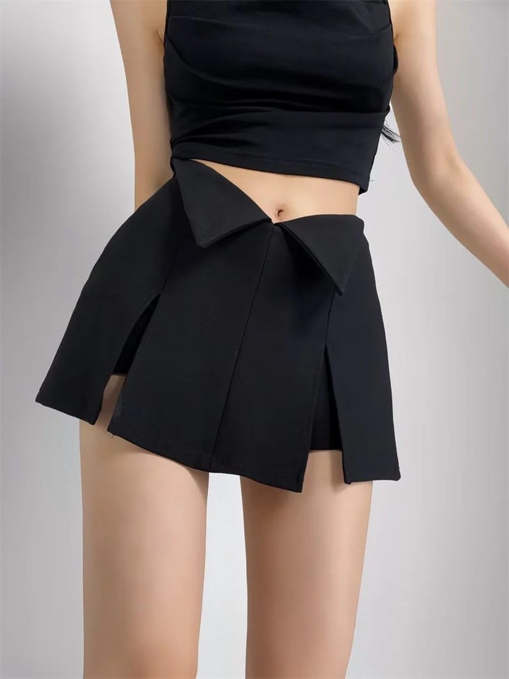 SWEPER Jupe Courte Femme - Automne Femmes Fente Jupe Asymétrique Mouche Côté Fermeture Éclair Conception Noir Une Ligne Mini-Jupe Femme Sexy Skort
