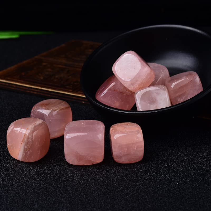 10 Pezzi Lucido Cubo Naturale Pietra Burattata Ghiaia Pietre di Cristallo Quadrate Acquario Decorazione Gemma da Giardino Raccolta domiciliare (Color : Rose Quartz)