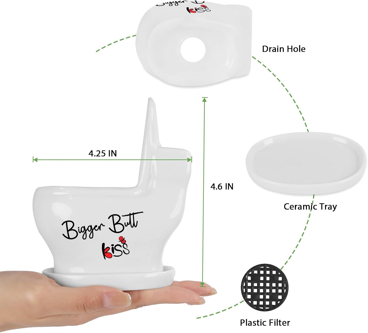 Cute Toilet Shaped Succulent Pot, Funny Housewarming Gifts, Personalized Gifts Present for Sister and Friends, Cement Flower Plant Pot with Drain Hole,Small Planters for Indoor Plants