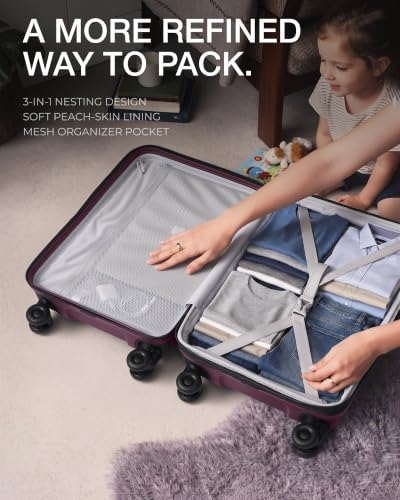 Image of Coolife Luggage 3 Piece Set, Lightweight PC Hardside Suitcases, 20 /24 /28