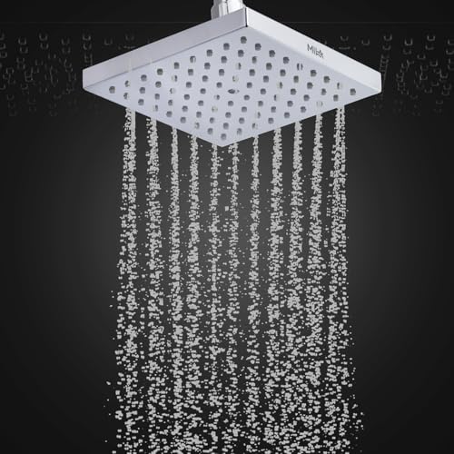 Image of Mila Floro Rain Shower| Chrome Finish Square Overhead Shower | 150 * 150mm Ceiling Mounted | ABS Body| Single Function Rainfall Shower for Broad Coverage & Water Efficiency| (Without Arm)