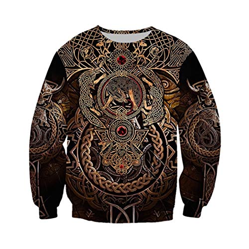 Sweat Viking imprimé 3D avec grand confort thermique et motif Tattoo Harajuku