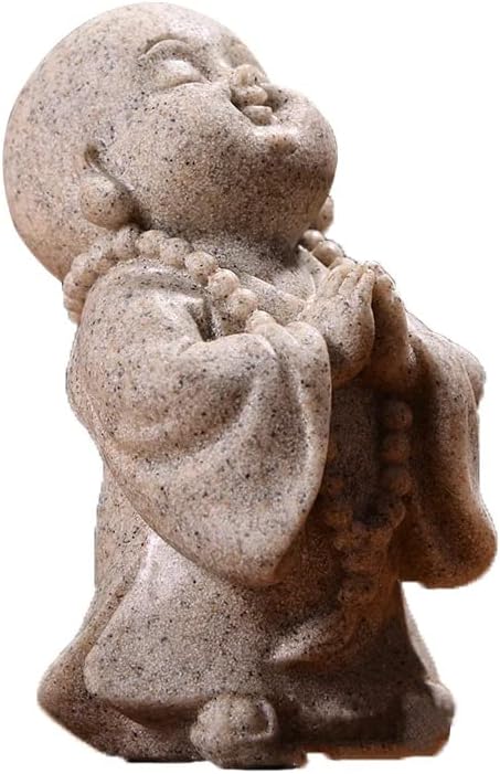 Estatua de Buda feliz y risueño, estatuas de monje pequeño, mini Maitreya Buda, adorno minimalista de escritorio, decoración del hogar, tablero de