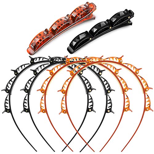 6 Pieces Double Bangs Hairstyle Hairpin Set, 4 Pieces Double Bangs Hairstyle Hairpin Double Layer Twist Plait Headband and 2 Pieces Double Bangs Hairstyle Clip for Women Girls Hair Accessories