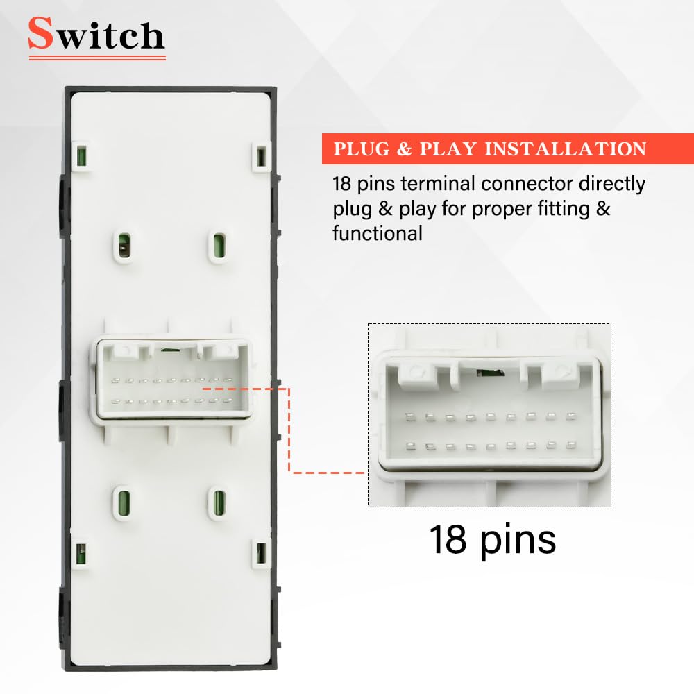 93571-M6100 Driver Side Master Power Window Switch Compatible with 2019 2020 2021 Kia Forte, Driver Door Window Main Switch Fit for Kia Forte 2019-2021 Replaces OE 93571M6100