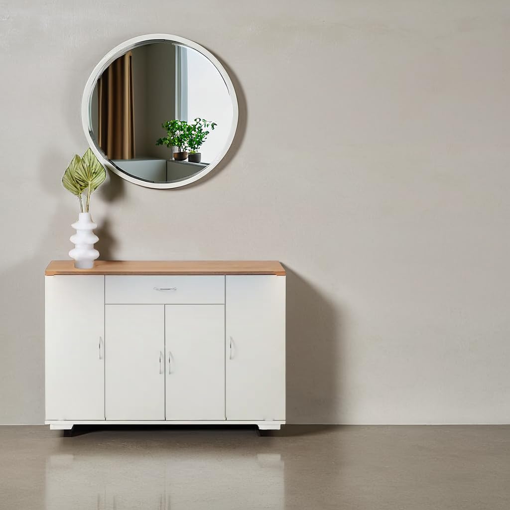 Meuble Cuisine avec Plan de Travail 110 x 30 x 70 cm, Buffet Cuisine Blanc avec 1 Tiroir et 4 Portes, Meuble de Rangement pour Salle à Manger, Salon ou Entrée, Meuble Bas Cuisine Moderne