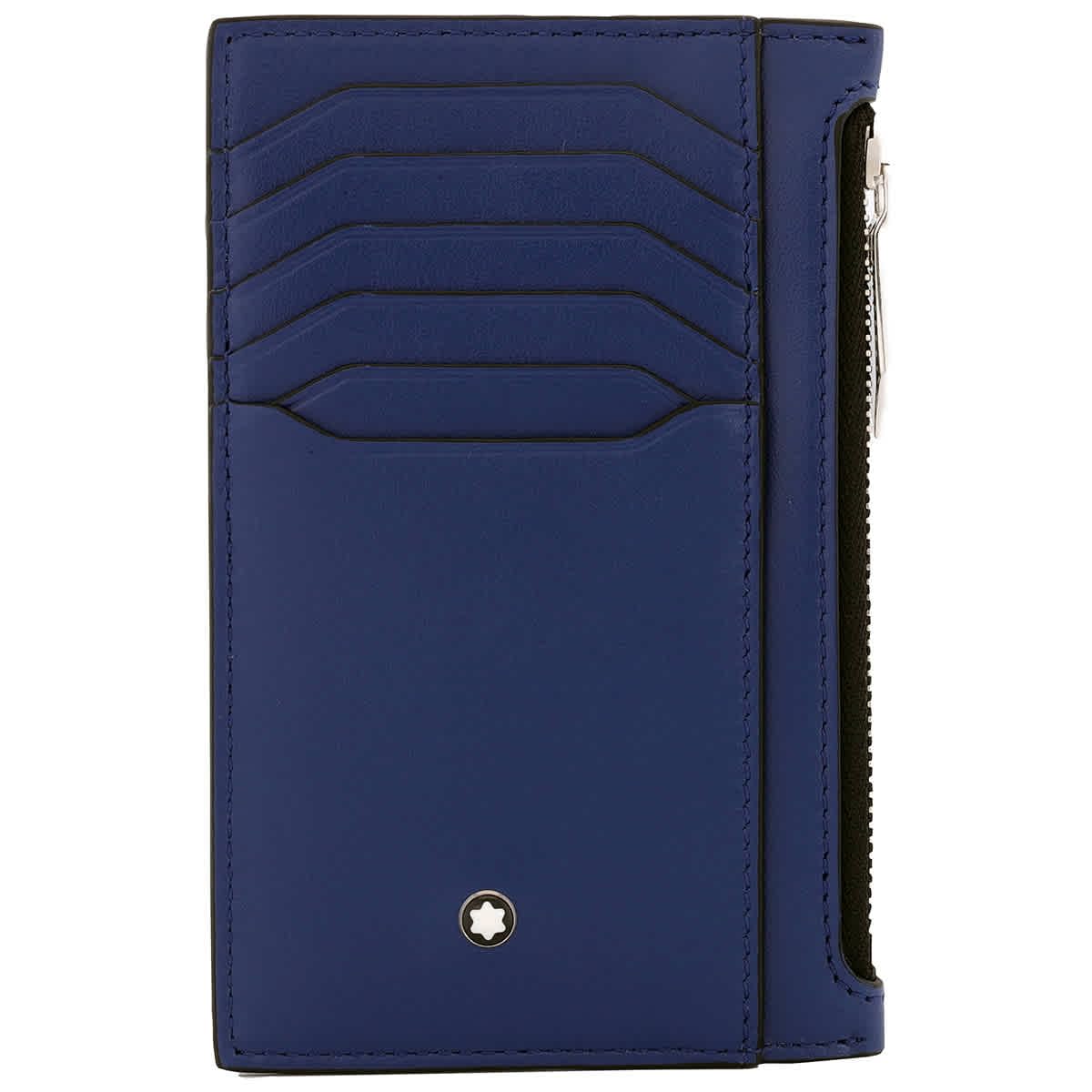 MONTBLANCMeisterstück 129687 Case 8 cc with Zip Compartment Made of Leather in Blue 13.5 cm x 8.5 cm x 0.5 cm, Blue, Classic, Blue, Classic