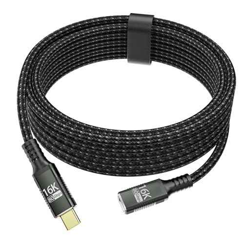 usb-c verlängerung 80Gbps datenkabel Kompatibel mit Thunderbolt 5 Verlängerung Langes 2M,USB 5 Verlängerung 16K/8K@60Hz,240W usb c male to female für Thunderbolt 4, usbc extension cable monitor.