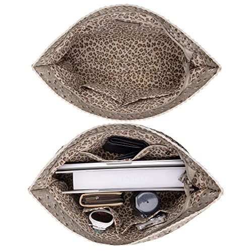 Image of Milan Chiva Tote Bag for Women with Zipper Large Ostrich Vegan Leather Shoulder Purses and Handbags