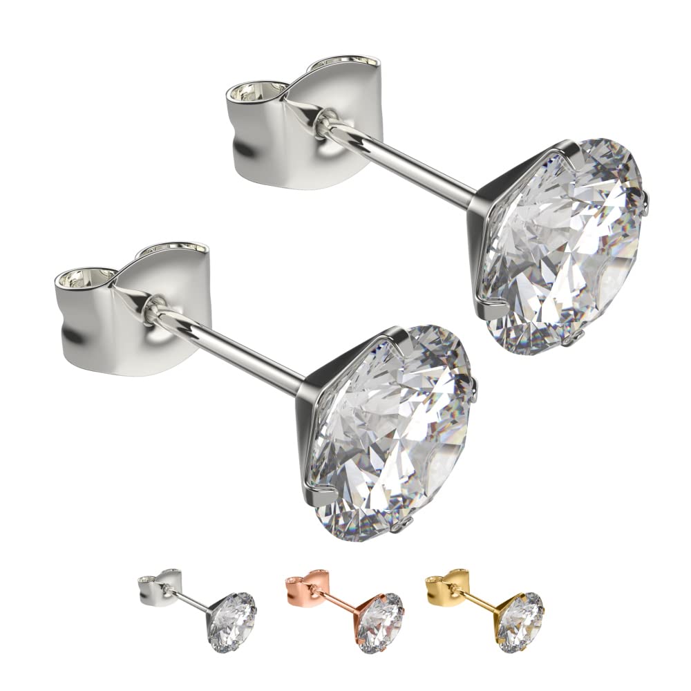 Max Palmer® Kristall Ohrstecker 925 Silber mit Krappenfassung - 3 Farben & 3 Größen