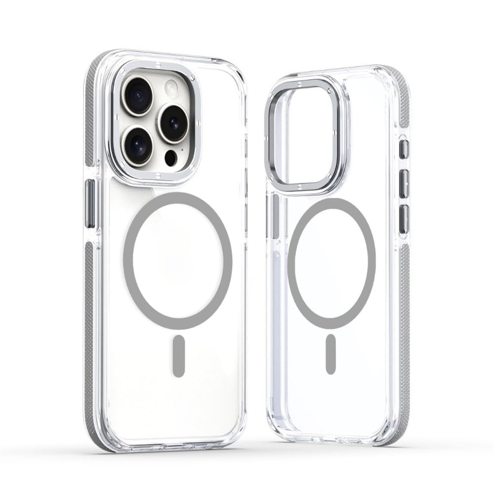 Coque transparente iPhone 15 magnétique luxe antichoc ENILSA gris - 7