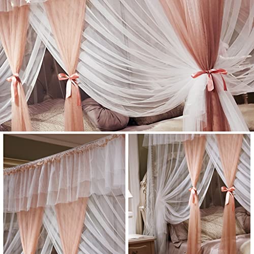 Cortina de cama con mosquitera y luces LED para cama de 120x200 cm 6