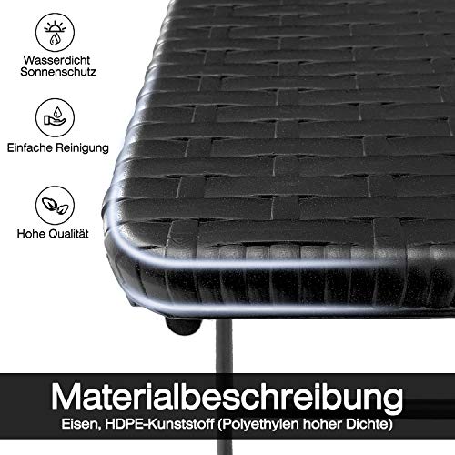 UISEBRT Gartentisch Klappbar Beistelltisch Rattan Klapptisch Kunststoff eckig Campingtisch Wetterfest für Garten… – Bild 4