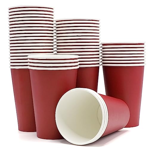 Vasos Desechables ALLFYL Vasos Café Desechables Rojo Fuerte Vasos Carton Desechables 300ml Vasos...