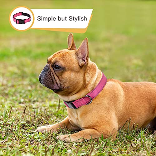 Image of HEELE Dog Collar, Reflective Dog Collar, Soft Neoprene Padded Breathable Nylon Pet Collar Adjustable for Small Dogs Puppy, Rose, XS(7.87-11.81 inch)