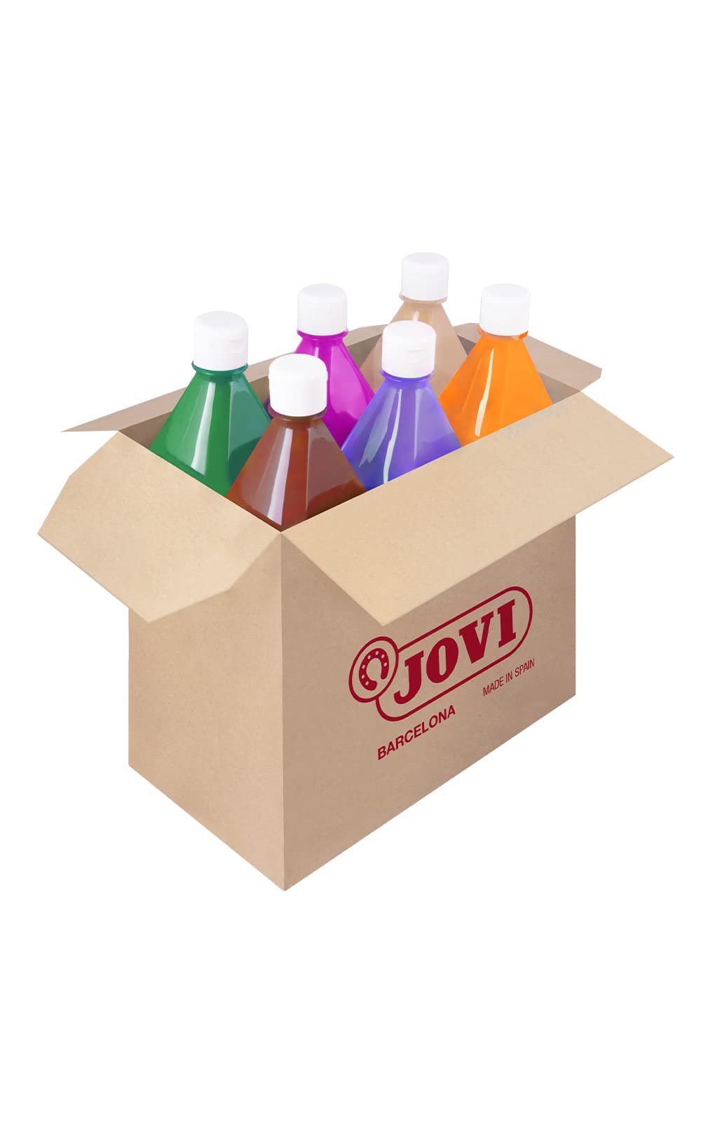 Jovi - Płynna bombka, piórnik 6 pojemników 1 l, kolory wtórne, farba na bazie naturalnych składników, łatwa do mycia, bezglutenowa, idealna do użytku szkolnego (511/6B)