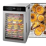 Máquina Deshidratadora de Alimentos, Deshidratadores de Frutas Verduras para Alimentos y Jerky, Frutas, Verduras, Secador Deshidratado Eléctrico con Control de Temperatura 86-194°F 110V