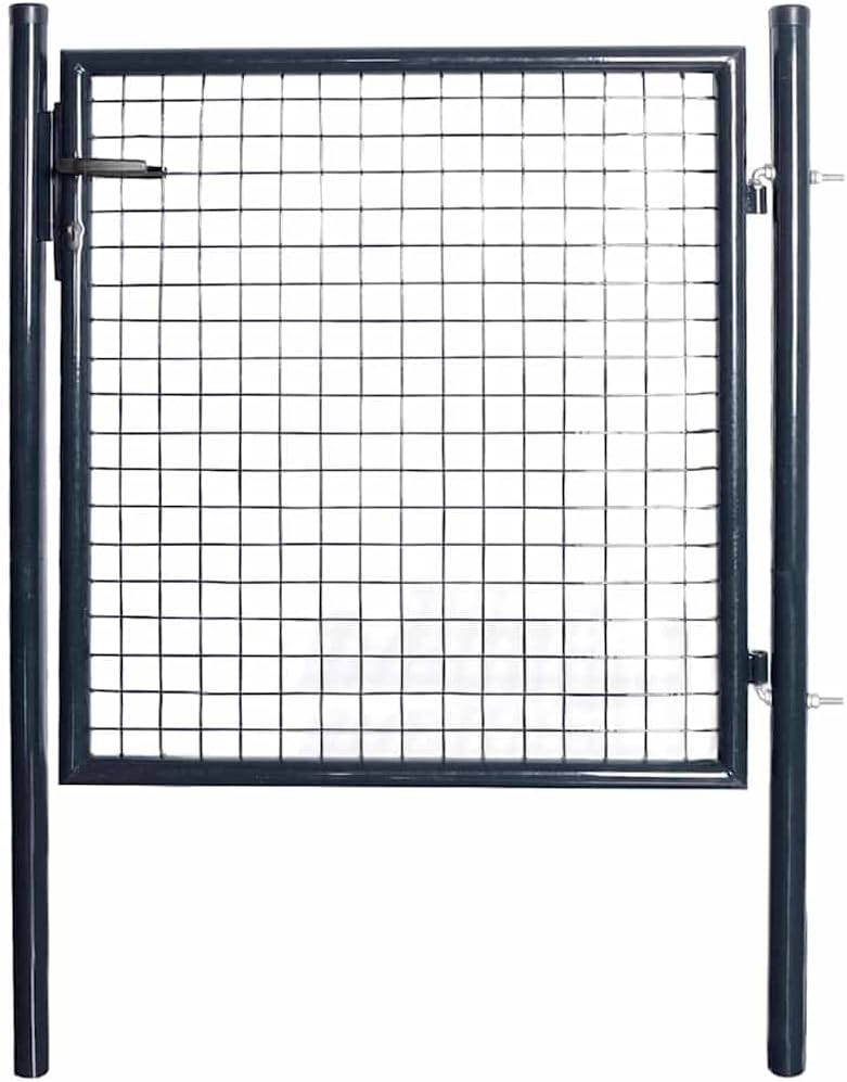 vidaXL Mesh Garden Gate Galvanised Steel 39.4x39.4" Grey