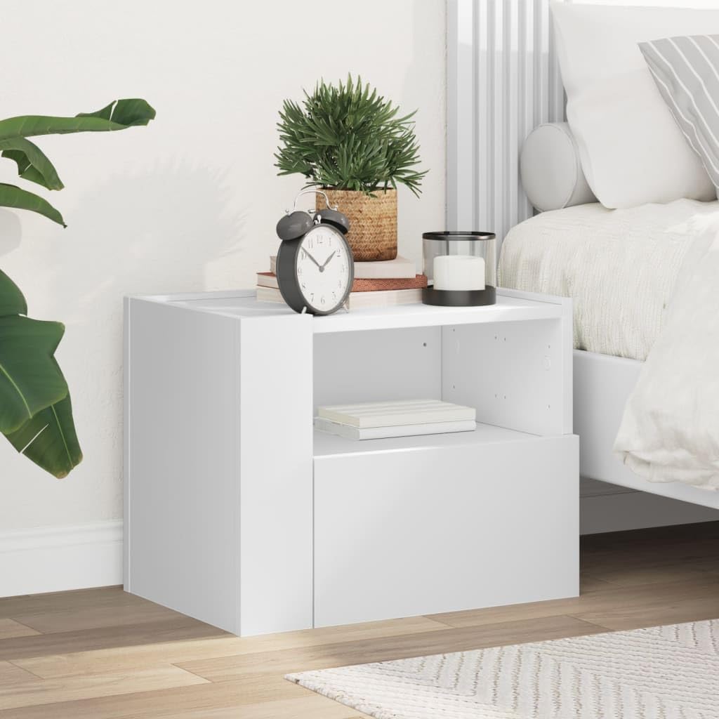 Wand Nachttisch mit Schublade aus Holzwerkstoff, Stilvolles Design für Schlafzimmer und Wohnzimmer, Robuste Stabile Montage an der Wand, Vielseitige Aufbewahrung