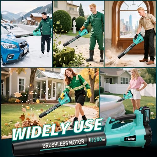 Image of Leaf Blower Cordless - Brushless Motor Electric Blower with 2 Batteries