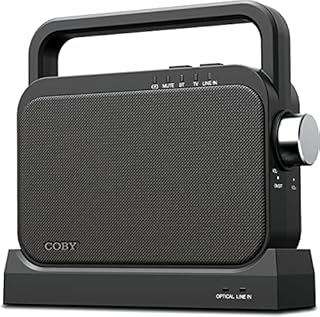 Coby Wireless Digital Hearing Amplifier TV Audio Speaker for Hard of Hearing - Portable TV Listening Assistance Bluetooth Speaker for Seniors, Elderly, and Hearing Impaired with Voice Highlighting,Black,CSTV130
