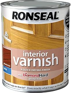 Ronseal RSLIVSMO250 250ml Quick Dry Satin Interior Varnish - Medium Oak