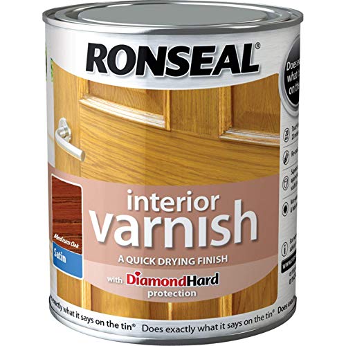 2X250ml Quick Dry Satin Interior Varnish - Medium Oak