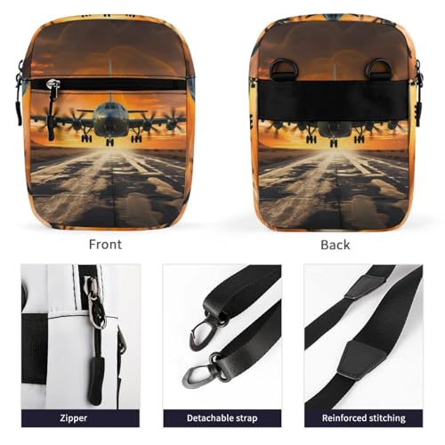Personalized Small Crossbody Bag Water Resistant Messenger Bags Mini Aircraft Approach Printing SlingBag For Men Women3
