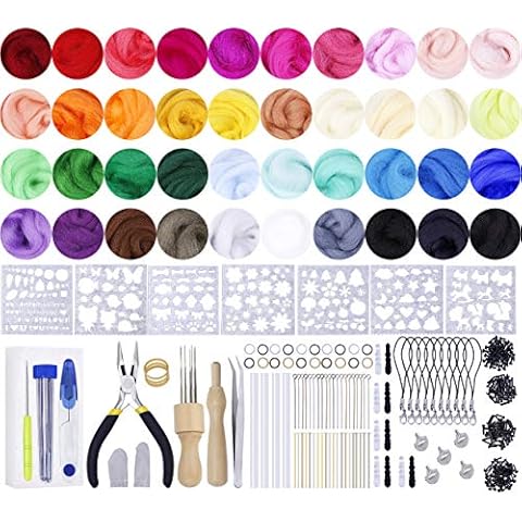 JUAYING Needle Felting Kit, Needle Felting Starter Kit with 40 Colours Roving Wool, 60 Pcs Felting Needles, Felting Handmade Sewing Craft Kit, Needle Felting Tools for Hand Spinning DIY Craft Projects Cover