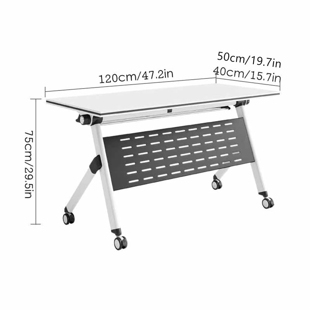 Tavolo da riunione pieghevole con ruote bloccabili, scrivania mobile compatta per seminari, 8 pezzi, 120 x 40 x 75 cm, design versatile collegabile per ufficio ed eventi