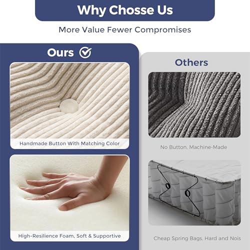 Image of MAXYOYO 79 inch Loveseat Sofa Couch for Small Spaces, Upholstered Boneless Cloud Couch for Apartment Bedroom, 2-Seater Love Seat Floor Modern Sofa with Pillows, No Assembly Required, Beige