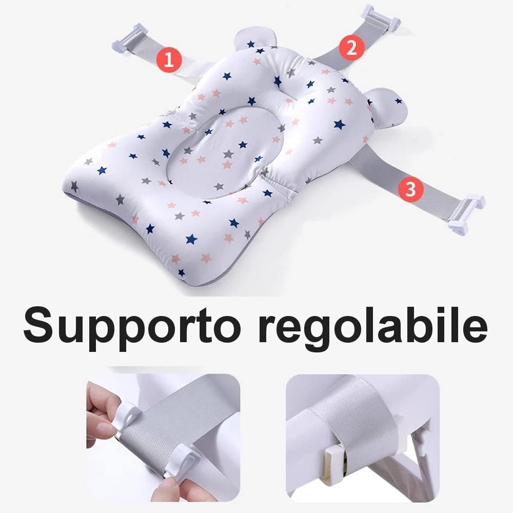 Cuscino Bagnetto Neonato + Tazza da Bagno, Riduttore Vasca da Bagno Neonato, Supporto vaschetta Universale, Materassino Bagnetto Antiscivolo, Confortevole e Morbido