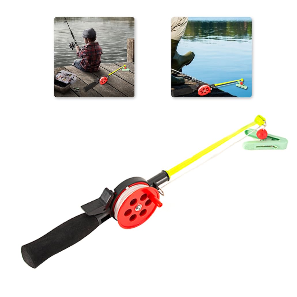 Mini Glace à pêche à la pêche à la Canne à crevettes Crabe avec Clip Bobine Kids Pool crabbbing Ensemble 2pcs Accessoire Sportif pour l'été