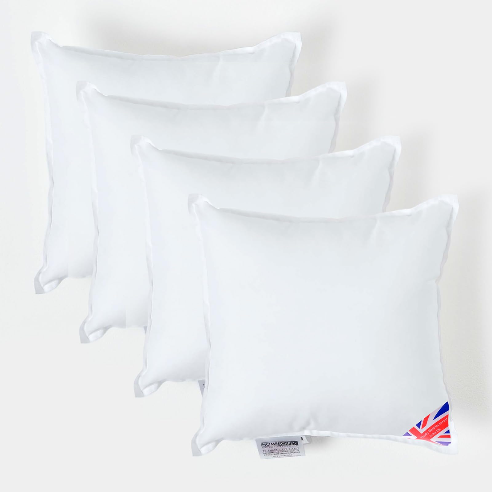 Homescapes White 4 Pack Luxury Super Microfibre Cushion Inserts 35Cm X 35Cm (14 X 14”) Perfect Bounce Back And Soft Cover Generously Filled Inner Pads Hypoallergenic Cushion Filler Handmade Machine Washable