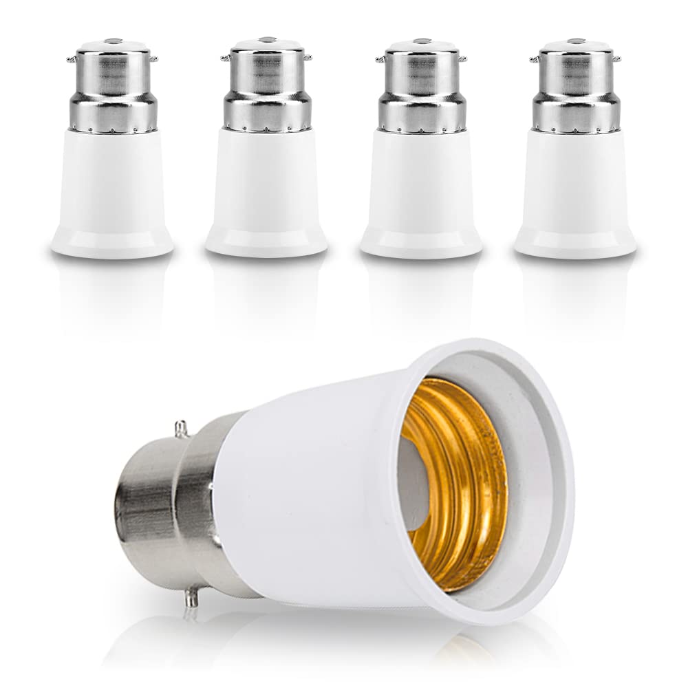 5 Stück Glühbirnen-Adapter B22 Auf E27 | Lampenfassungs-Konverter Für LED-Birnen