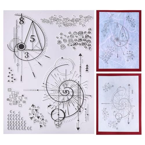 GLOBLELAND Tampons Transparents Fibonacci Texture Fond pour la Fabrication de Cartes Science Créative DIY Scrapbooking Album Photo Journal Décoration