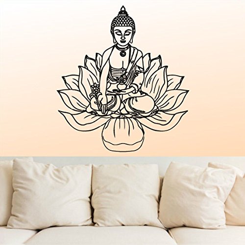 Wall Decal Vinyl Sticker Decals Art Decor Design Buddha Statue Indian Yoga Om Ganesh Prayer God Lotus Flower Office Dorm Bedroom (r1097)