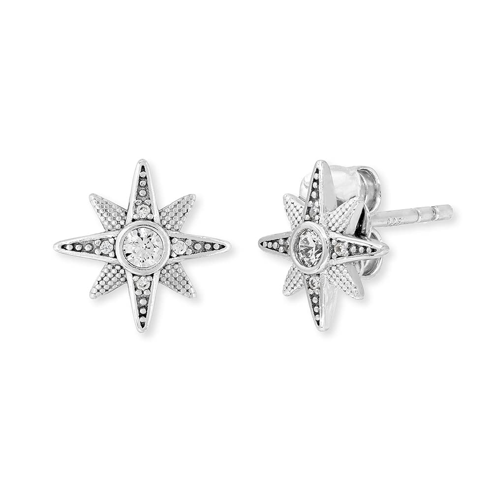 Angel Whisperer Women's Zirconia Stud Earrings | 925 Sterling Silver • Colored Gemstone Look • Ø 10mm