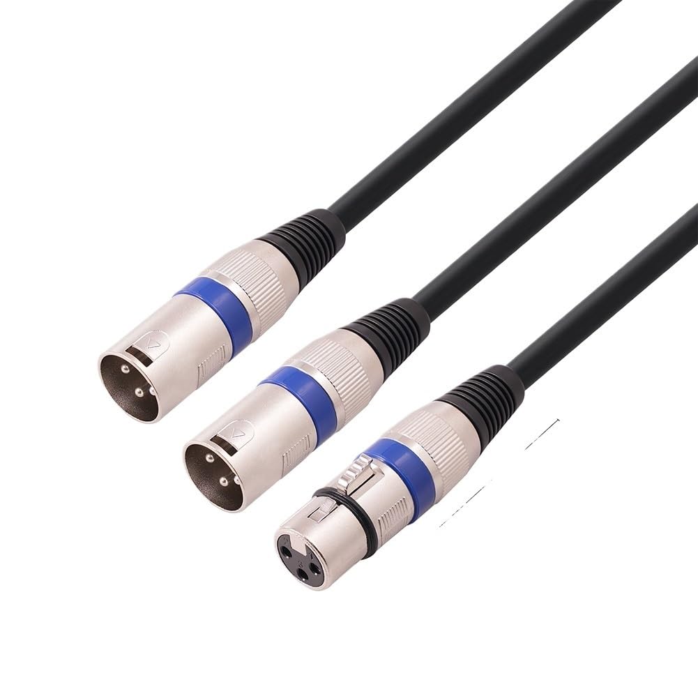Cavo sdoppiatore a Y bilanciato da XLR femmina a 3 pin femmina a doppio XLR maschio, 91 cm, 50 cm, per strumenti, microfoni, cavi di segnale (nero, 1 pezzo)