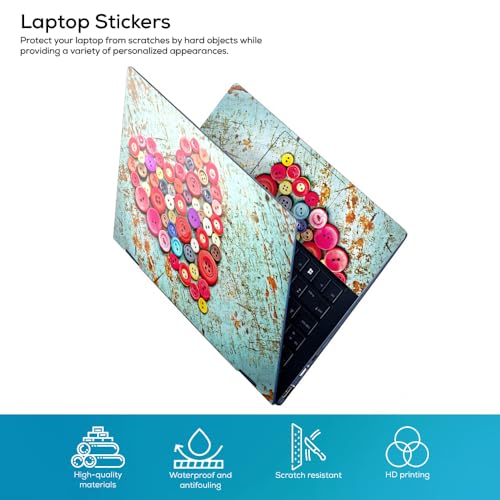 Image of Galaxsia Love D1 Top+Wrist Pad Vinyl Laptop Skin /Sticker /Cover Upto 15.6 Inches Laptops Laminated-Removable-HD Quality Compatible for Hp-Dell-Sony-Lenovo-Asus etc.(15x10 Inches)